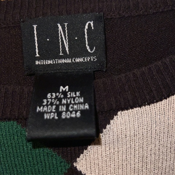 INC Argyle Sweater. Size Medium. Womens. Dark green, brown, cream. - Picture 3 of 4